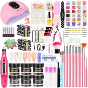 UV LED Nail Drill Kit with Acrylic Nail Tips and Polishing Tools - Complete Manicure and Pedicure Set for Beginners