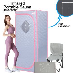 Portable Full Size Grey Infrared Sauna tent–Personal Home Spa, with Infrared Panels, Heating Foot Pad,Controller, Foldable Chair