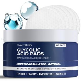 Glycolic Acid Pads 35% Anti Aging Treatment for Clearer Smoother Skin Glycolic Acid Peel Pads For Dark Spots Acne and Wrinkles Infused with Hyaluronic