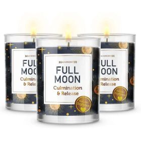 Magnificent 101 Set of 3 Long-Lasting Full Moon Aromatherapy Candles 10.5 Oz - 42-Hour Burn 100% Soy Wax, Herbs Ideal for Meditation