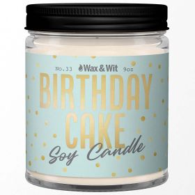 Wax & Wit - 9oz Scented Soy Candle - Infused with Birthday Cake - Birthday Gifts for Her, Aromatherapy Candles