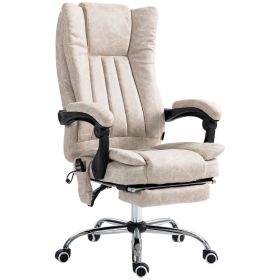 Vinsetto Microfiber Office Chair, High Back Computer Chair with 6 Point Massage, Heat, Adjustable Height and Retractable Footrest, Cream White