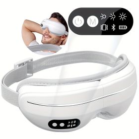 Heated Eye Massager 9 Acupoint Massage For Eyes Birthday Gift For Men And Women Music Heated Eye Massager 180 Degree Foldable (Material: Pu, Color: White)