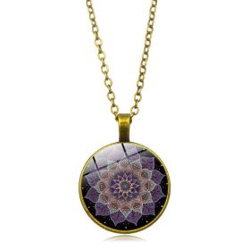 Yoga Mandala Spending Time Gem Necklace Versatile For Men And Women (Color: Gold)