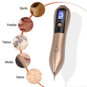 9 Level LCD Face Skin Dark Spot Remover Mole Tattoo Removal Laser Plasma Pen Machine Facial Freckle Tag Wart Removal Beauty Care (Color: Gold)