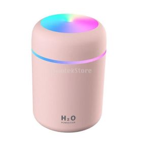 USB Cool Mist Sprayer Portable 300ml Electric Air Humidifier Aroma Oil Diffuser with Colorful Night Light for Home Car (Color: Lavender)