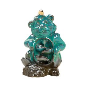 Backflow Incense Burner Creative Crafts Ornaments (Type: Brown Bear Kiln Baked Green, Color: As pic show)