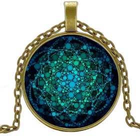 Fashion Glass Dome Sacred Geometry Female Jewelry Life Flower New Necklace Om Yoga Chakra Pendant Mandala Necklace (Color: BRONZE)