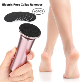 Electric Foot Callus Remover Foot Care File Leg Heels Remove Dead Skin Pedicure Tool Set Electronic Foot Grinder 60pcs Sandpaper (Color: US plug)