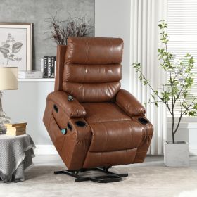 21"seat width,large size Electric Power Lift Recliner Chair Sofa for Elderly, 8 point vibration Massage and lumber heat, Remote Control (Color: as pic)