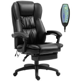 High Back Massage Office Chair with 6-Point Vibration, 5 Modes, Executive Chair, PU Leather Swivel Chair with Reclining Back, and Retractable Footrest (Color: as pic)